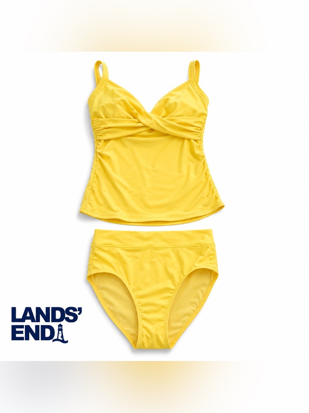 Lands' End Yellow Tankini Top and High Waist Bottoms